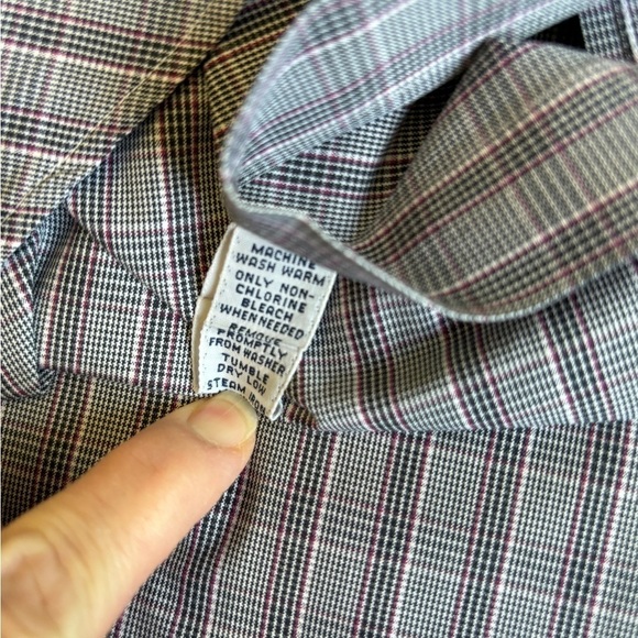 Ralph Lauren Blake 100% Two-Ply Cotton Dress Shirt Grey/Pink/White Stripes M - Picture 7 of 11